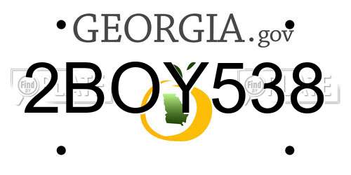 2BOY538 Georgia License Plate