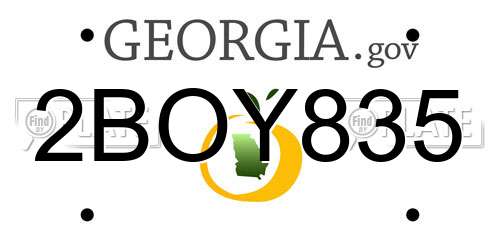 2BOY835 Georgia License Plate