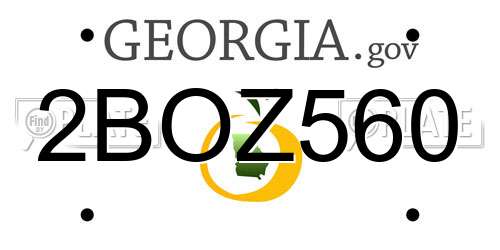 2BOZ560 Georgia License Plate