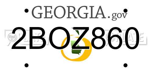 2BOZ860 Georgia License Plate