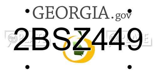 2BSZ449 Georgia License Plate