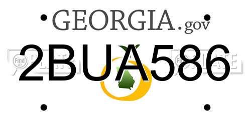 2BUA586 Georgia License Plate