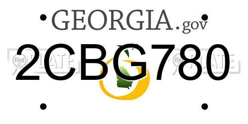 2CBG780 Georgia License Plate