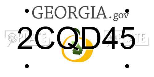 2CQD45 Georgia License Plate