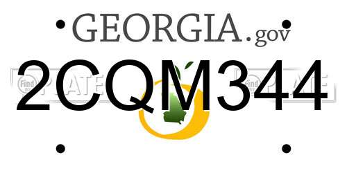 2CQM344 Georgia License Plate