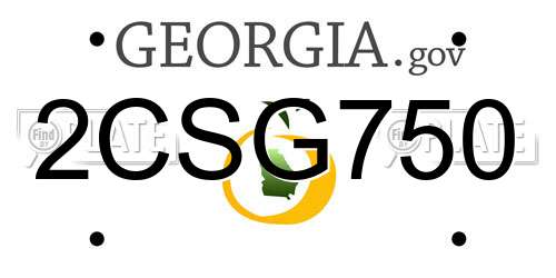 2CSG750 Georgia License Plate