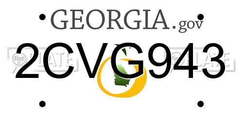 2CVG943 Georgia License Plate