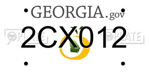 2CX012 Georgia License Plate