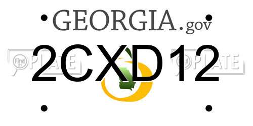 2CXD12 Georgia License Plate
