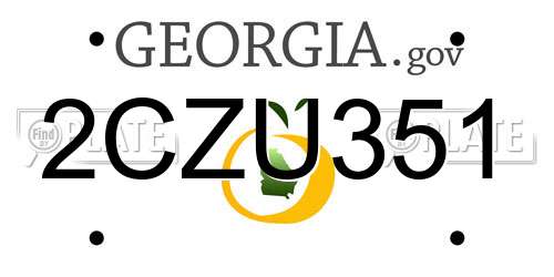 2CZU351 Georgia License Plate