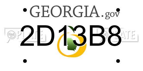 2D13B8 Georgia License Plate
