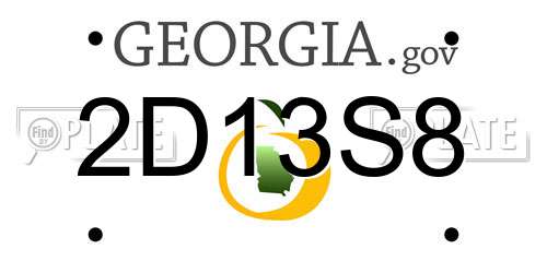 2D13S8 Georgia License Plate