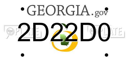 2D22D0 Georgia License Plate