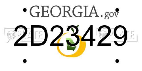 2D23429 Georgia License Plate