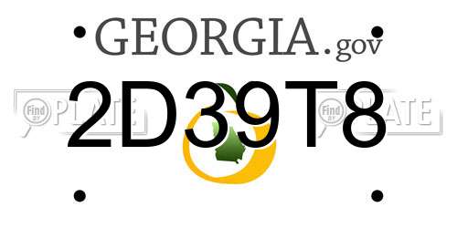 2D39T8 Georgia License Plate