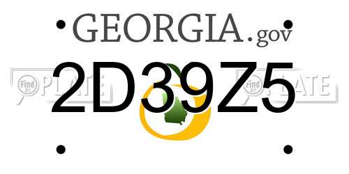 2D39Z5 Georgia License Plate