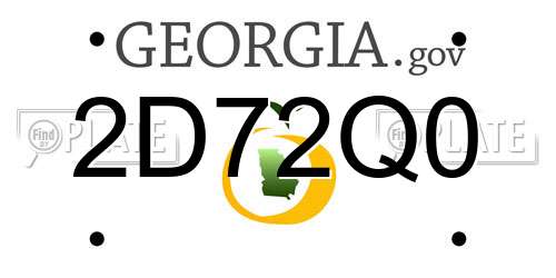 2D72Q0 Georgia License Plate