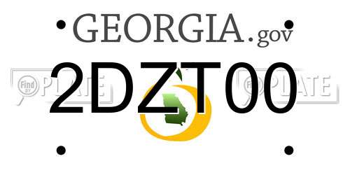 2DZT00 Georgia License Plate