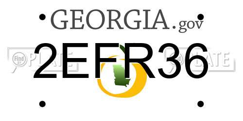 2EFR36 Georgia License Plate