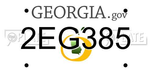 2EG385 Georgia License Plate