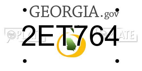 2ET764 Georgia License Plate