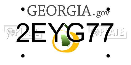 2EYG77 Georgia License Plate
