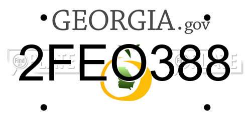 2FEO388 Georgia License Plate