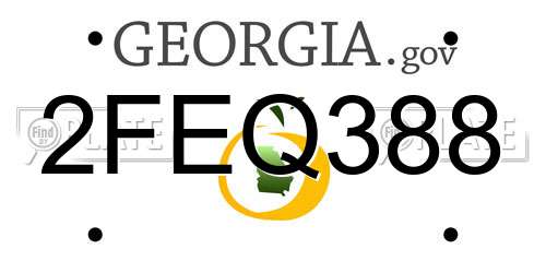 2FEQ388 Georgia License Plate