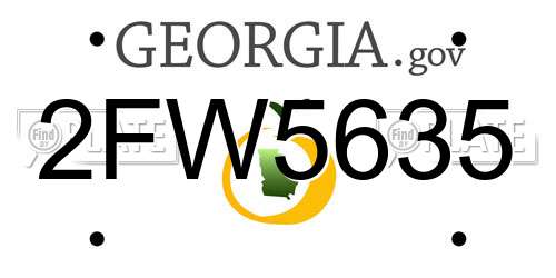 2FW5635 Georgia License Plate