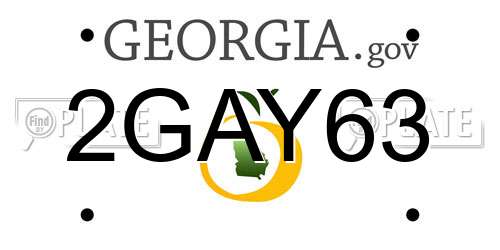 2GAY63 Georgia License Plate