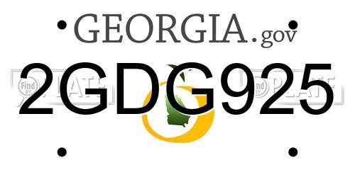 2GDG925 Georgia License Plate