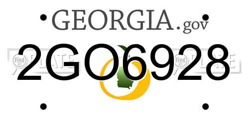 2GO6928 Georgia License Plate