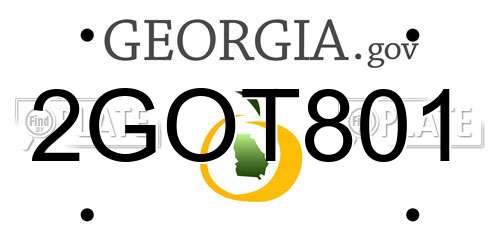 2GOT801 Georgia License Plate