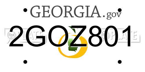 2GOZ801 Georgia License Plate