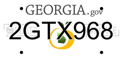 2GTX968 Georgia License Plate