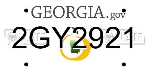 2GY2921 Georgia License Plate