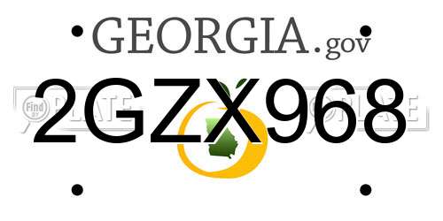 2GZX968 Georgia License Plate