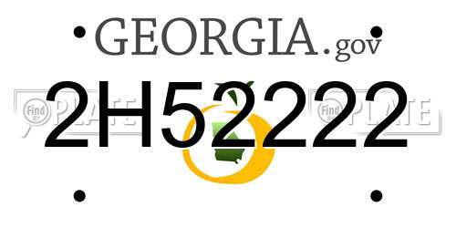 2H52222 Georgia License Plate
