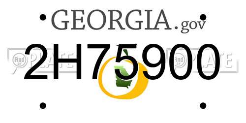 2H75900 Georgia License Plate