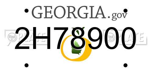 2H78900 Georgia License Plate
