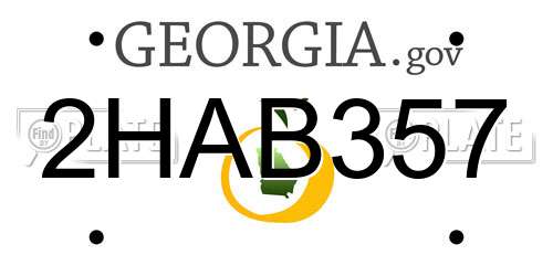 2HAB357 Georgia License Plate