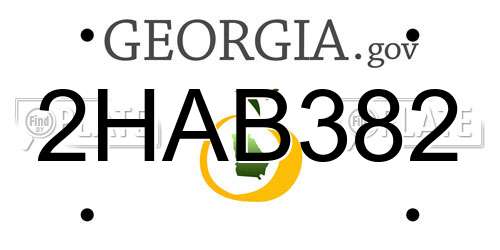 2HAB382 Georgia License Plate