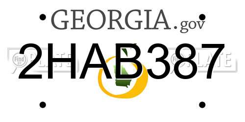 2HAB387 Georgia License Plate