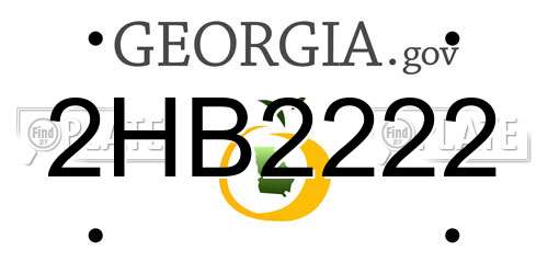 2HB2222 Georgia License Plate