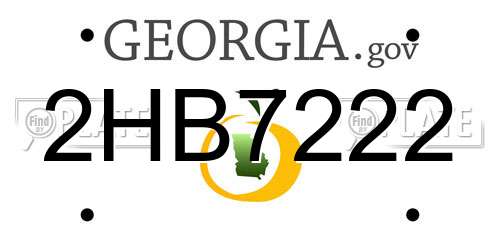 2HB7222 Georgia License Plate