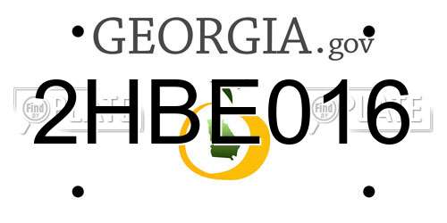 2HBE016 Georgia License Plate