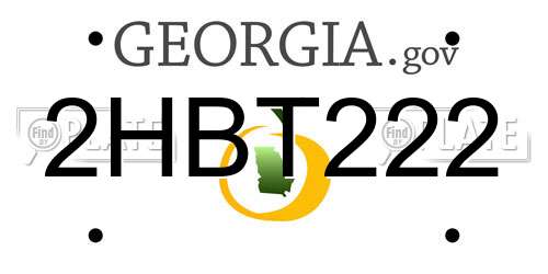 2HBT222 Georgia License Plate
