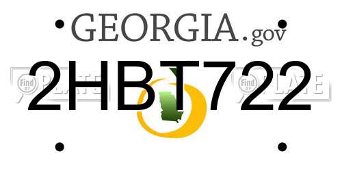 2HBT722 Georgia License Plate