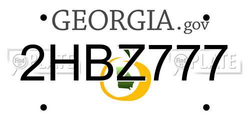 2HBZ777 Georgia License Plate