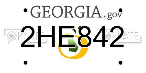 2HE842 Georgia License Plate